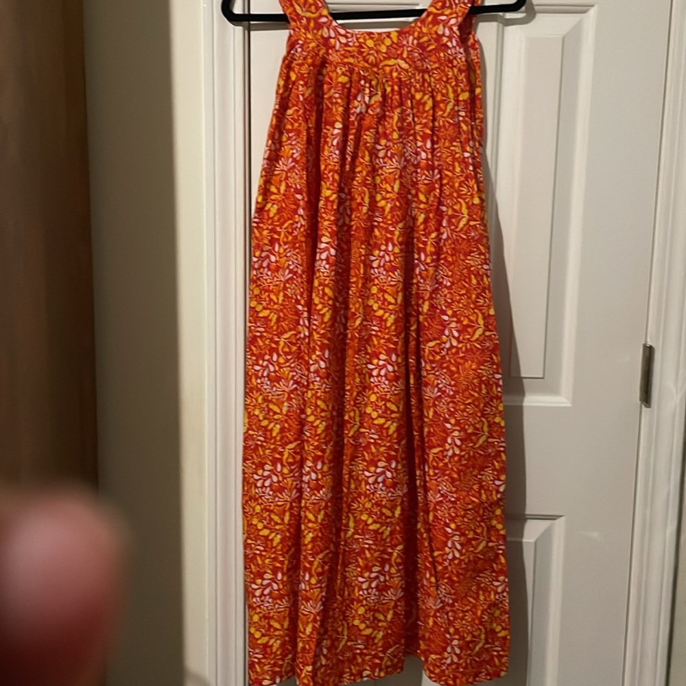 Orange Floral Midi Dress - Picture 3 of 5